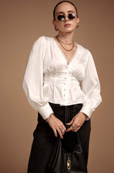 Dart Detailed Satin Top