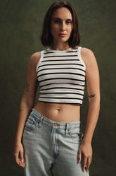 STRIPED CROP TOP - BLACK
