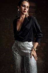 COWL NECK SHIRT - BLACK