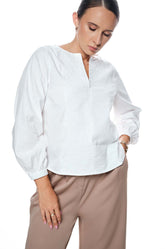 LINE EMBROIDED TOP - WHITE