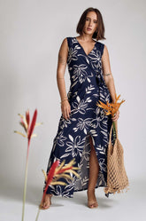 Sleeveless Wraparound Dress Blue