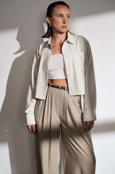 CROPPED SHIRT - WHITE STRIPE