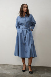 BACK DETAILED DRESS WITH WAIST TIE
