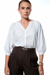 BALLOON SLEEVE TOP - WHITE