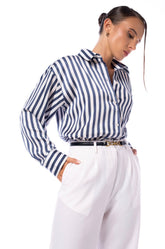 STRIPED OVERSIZED SHIRT - BLUE STRIPE