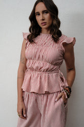 GATHERED TOP WITH RUFFLES