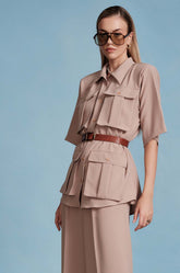 Multi Pocket Structured Shirt - Beige