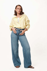 STRIPED OVERSIZED SHIRT - YELLOW