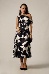ASYMMETRICAL OFF-SHOULDER DRESS