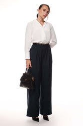 V Neck Long Sleeve Top - white