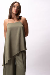 ASYMMETRIC STRAPPY TOP - OLIVE