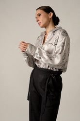 PRINTED SATIN OVERSIZED SHIRT