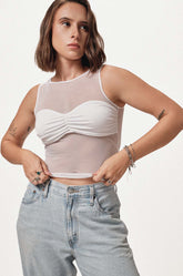 MESH SLEEVELESS TOP - WHITE