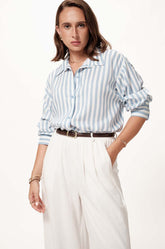 STRIPED OVERSIZED SHIRT - BLUE