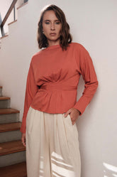 FRONT PLEATED TOP - ORANGE