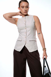 BUTTON DOWN SLEEVELESS VEST