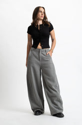 SHORT SLEEVE BUTTON FRONT TOP - BLACK