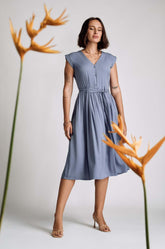 Extended Shoulder Midi Dress