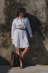 STRUCTURED MINI SHIRT DRESS - WHITE