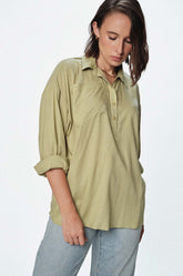 SINGLE POCKET OVERSIZED TOP - GREEN