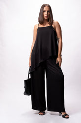 ASYMMETRIC STRAPPY TOP - BLACK