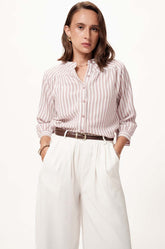 NOTCH NECKLINE TOP - BROWN