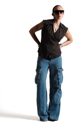 Sleeveless Wraparound Top Black