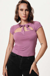 TIE DETAILED TOP - PURPLE