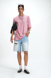 BACK PRINTED OVERSIZED T-SHIRT - PINK