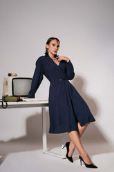 Wraparound Midi Dress Blue