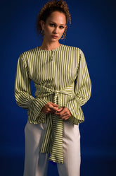 Striped Front Tie Top