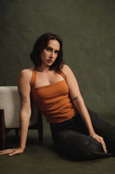 SIDE GATHERED HALTER TOP