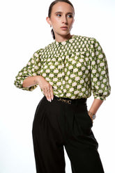 SMOCKING DETAILED TOP - GREEN