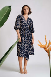 Floral Wraparound Dress Blue