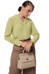 V Neck Long Sleeve Top - green