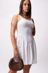 SMOKED MINI DRESS - WHITE