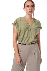 FLUTTER - SLEEVE BLOUSE - GREEN