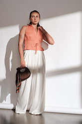 PLEAT DETAILED TOP - ORANGE