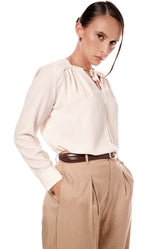 GATHERED YOKE TOP - CREAM