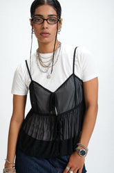 FRONT TIE MESH CAMI