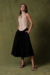 WAIST CINCHING HALTER WAISTCOAT - BEIGE
