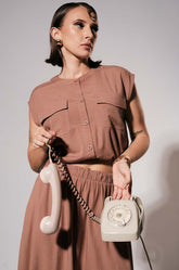 Double Pocket Top Brown