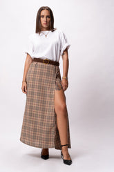 HIGH SLIT WRAPAROUND SKIRT