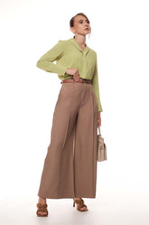 Pintuck Detailed Pant - Brown