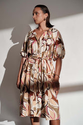 BALLOON SLEEVE MIDI DRESS