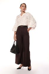 Pintuck Detailed Pant - coffee Brown