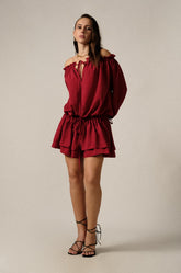 OFF-SHOULDER TIERED MINI DRESS