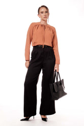 GATHERED YOKE TOP - ORANGE