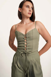 Criss Cross Detailed Top - GREEN
