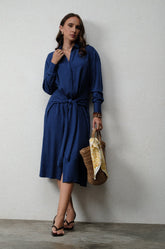 FRONT KNOT MIDI DRESS - BLUE